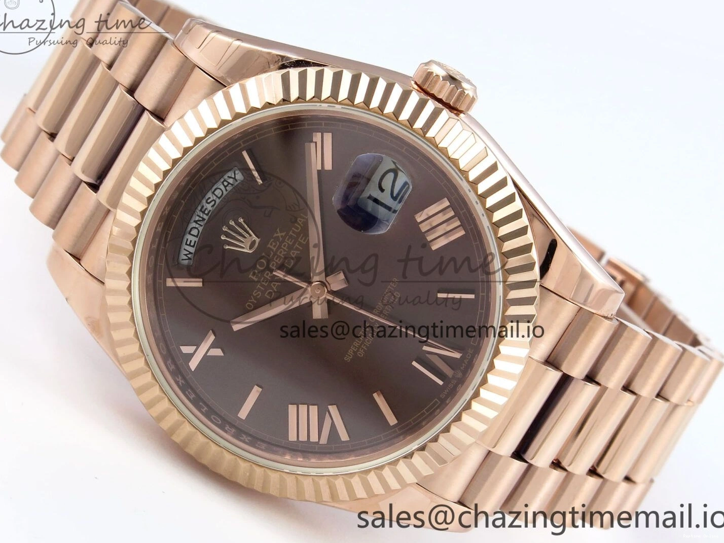 0217 QuickDry Day Date 40 RG 228235 KF 1:1 Best Edition Brown Roman Dial on President Bracelet VR3255 (Gain Weight) 838